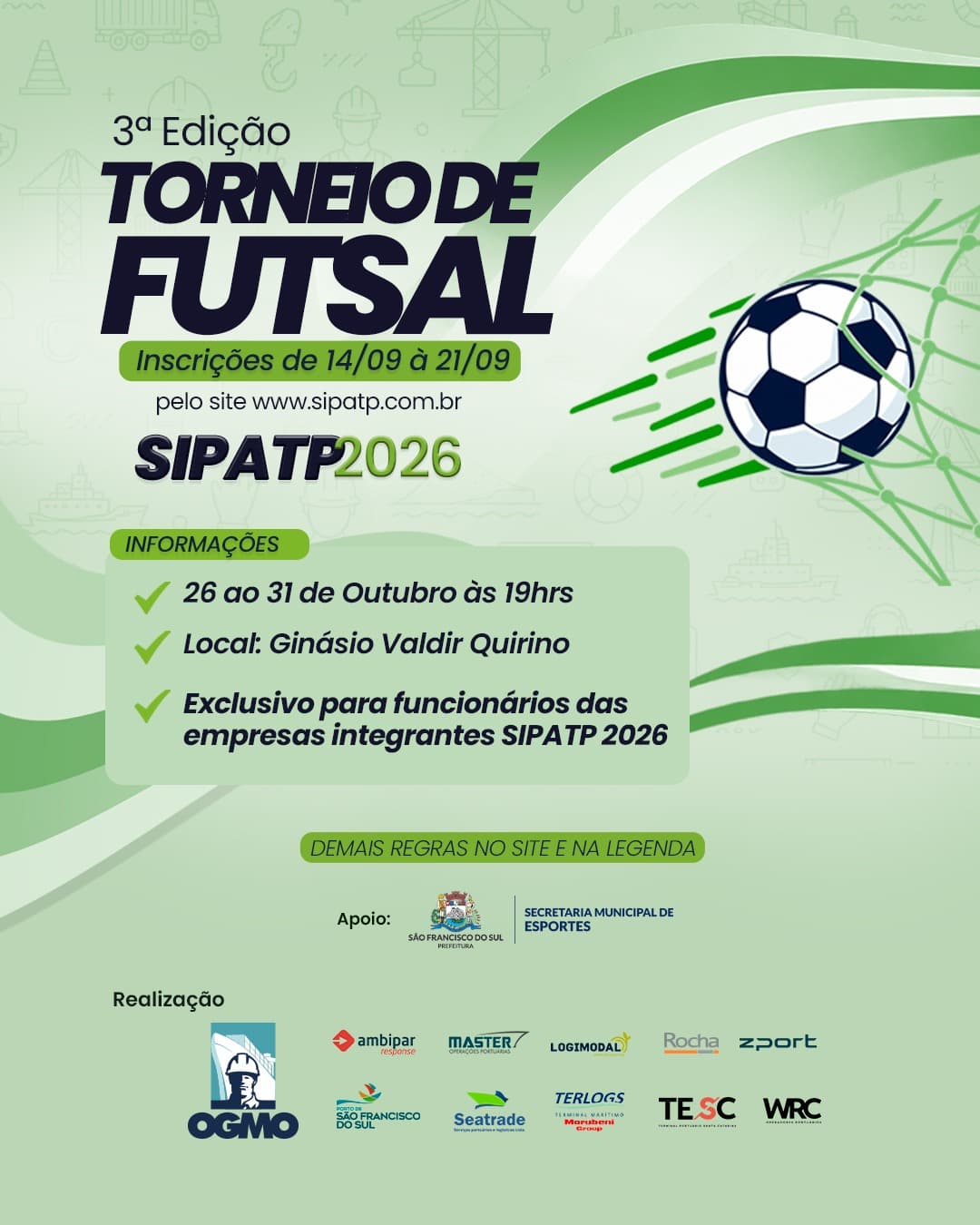 Cartaz do Torneio de Futsal da SIPATP 2026