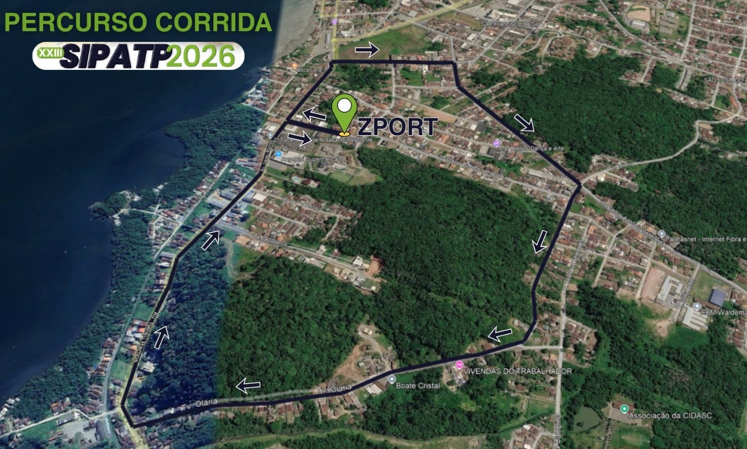 Mapa do percurso da corrida SIPATP 2026